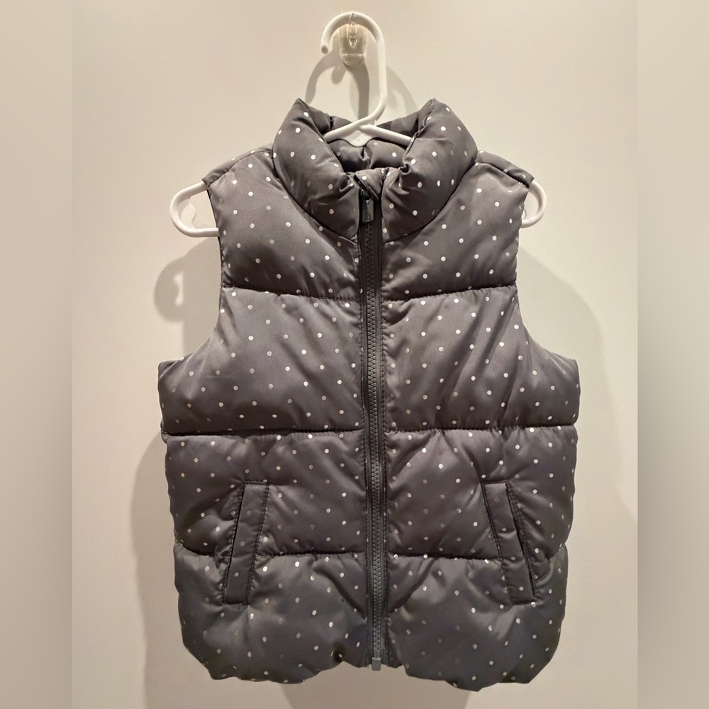 Gray Polka Dot Puffer Vest